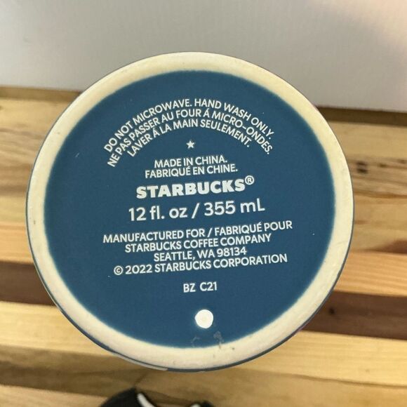 Starbucks Spring 2022 Blue Floral Ceramic Tumbler 12 oz - Picture 7 of 7